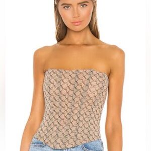 Women's Beige Strapless Top